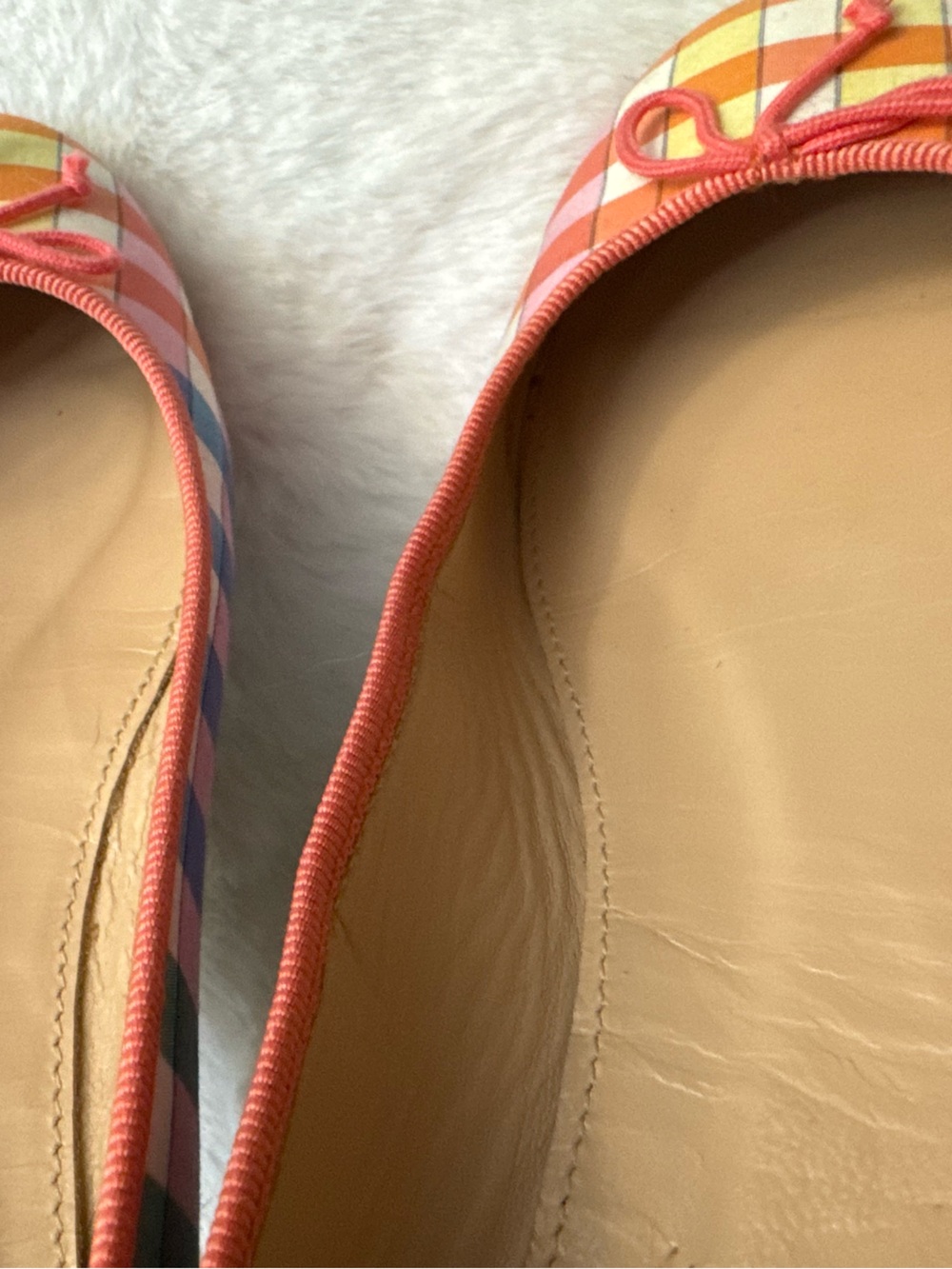 J.Crew Camille Madras Gingham Ballet Flats Made in Italy Size 6 Rainbow Plaid - Picture 11 of 13
